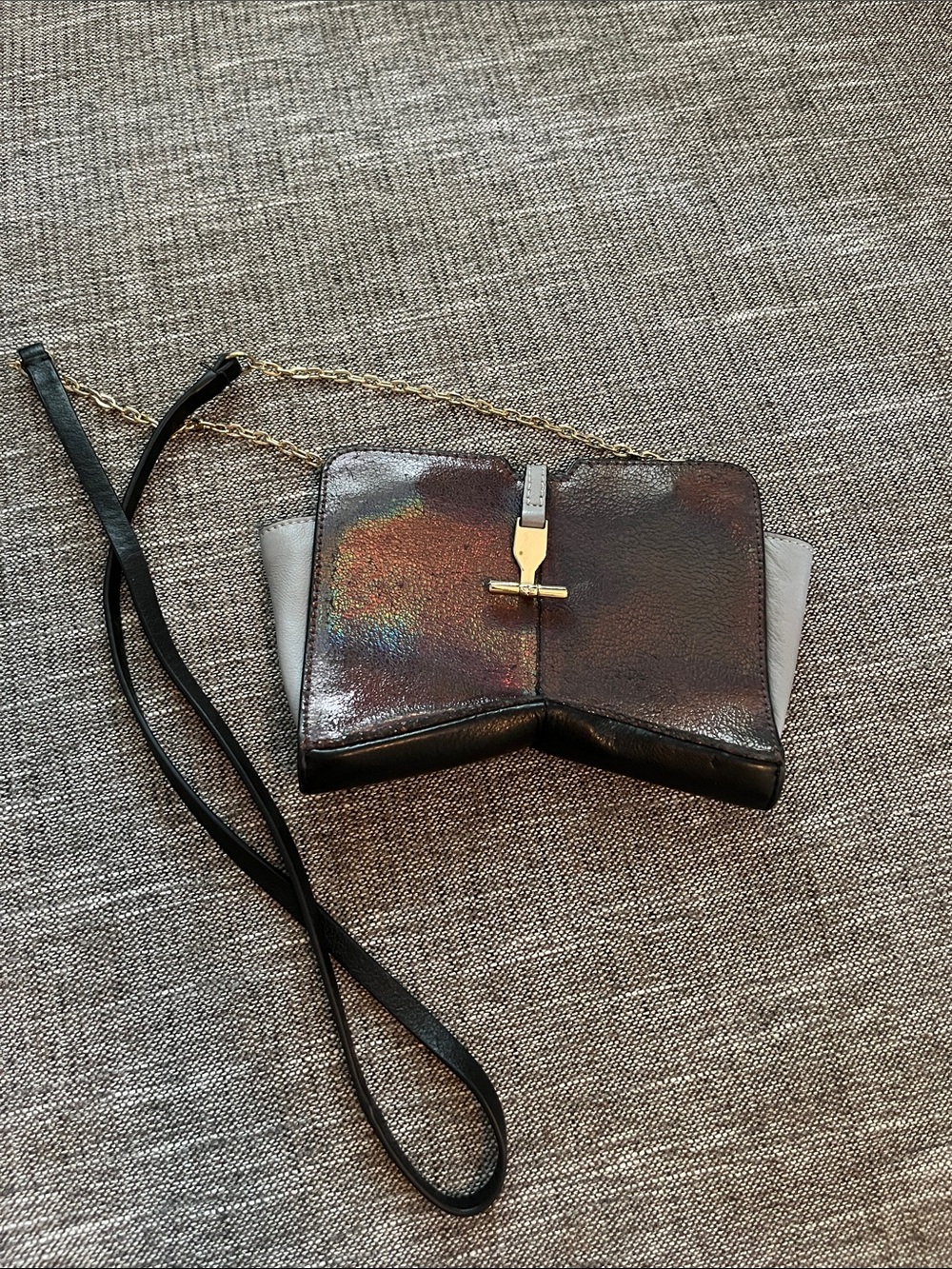 Iridescent Bow Crossbody Bag with Gold Hardware - Women Accessories